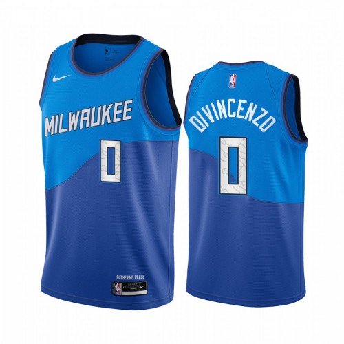 Milwaukee Bucks #0 Donte Divincenzo Blue Womens Swingman 2020-21 City Edition Jersey Womens