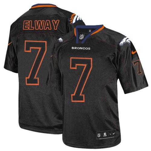 Broncos #7 John Elway Lights Out Black Youth Stitched Elite Jersey