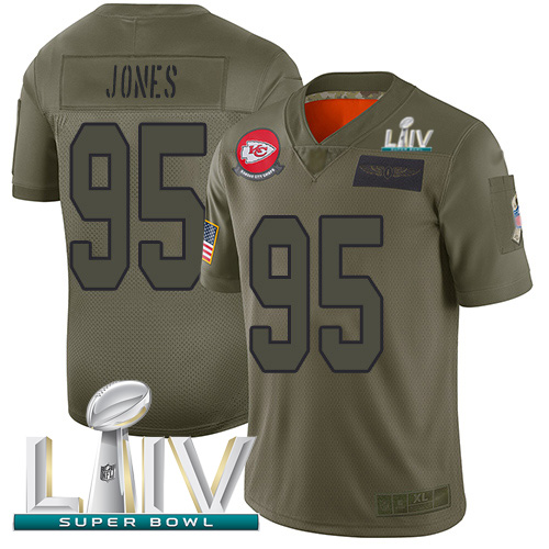 Chiefs #95 Chris Jones Camo Super Bowl LIV 2020 Youth Stitched Limited 2019 Salute To Service Jersey