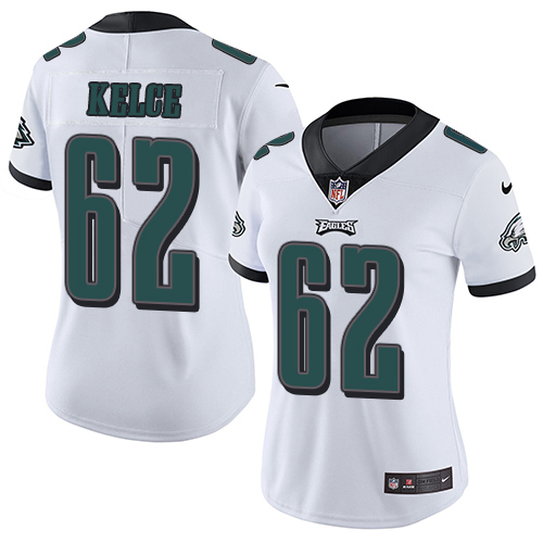 Eagles #62 Jason Kelce White Women's Stitched Vapor Untouchable Limited Jersey