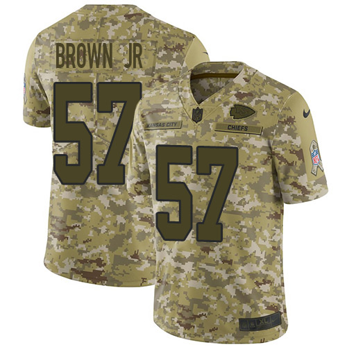 Kansas City Chiefs #57 Orlando Brown Jr. Camo Youth Stitched Limited 2018 Salute To Service Jersey Youth