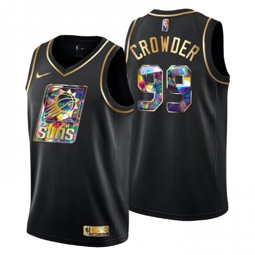 Phoenix Phoenix Suns #99 Jae Crowder Mens Golden Edition Diamond Logo 2021/22 Swingman Jersey - Black Mens