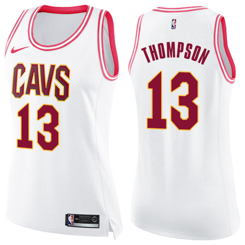 Cleveland Cavaliers #13 Tristan Thompson White/Pink Womens Swingman Fashion Jersey Womens