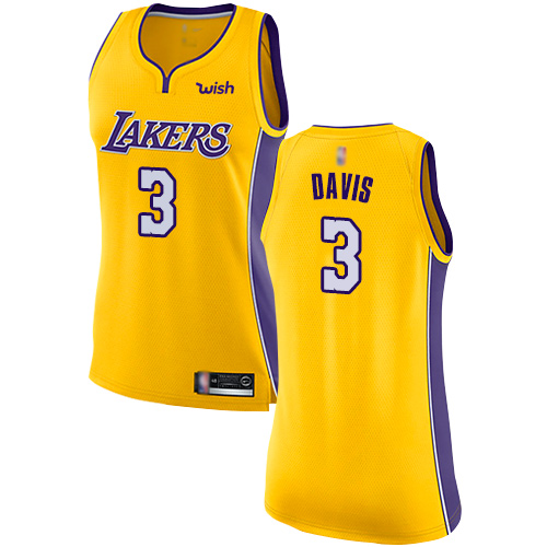 Los Angeles Lakers #3 Anthony Davis Gold Womens Swingman Icon Edition Jersey Womens