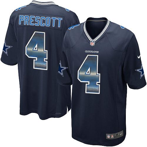 Cowboys #4 Dak Prescott Navy Blue Team Color Men's Stitched Limited Strobe Jersey