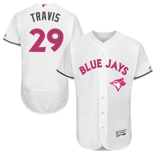 Toronto Blue Jays #29 Devon Travis White Flexbase Authentic Collection Mother's Day Stitched Jersey Men's