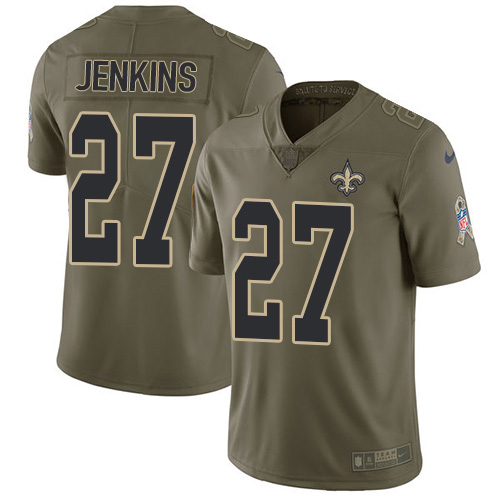 New Orleans Saints #27 Malcolm Jenkins Olive Youth Stitched Limited 2017 Salute To Service Jersey Youth