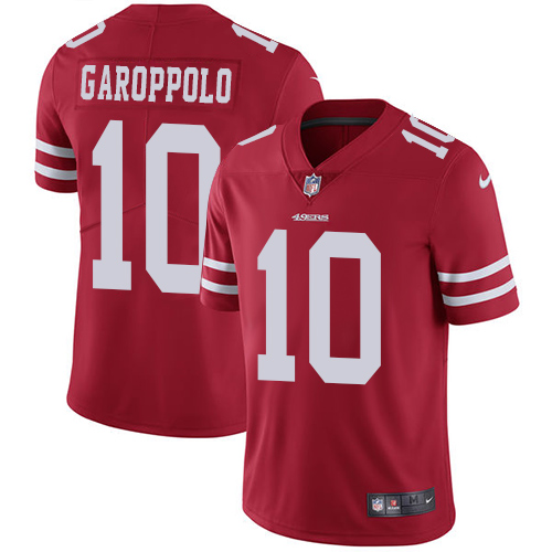 49ers #10 Jimmy Garoppolo Red Team Color Youth Stitched Vapor Untouchable Limited Jersey