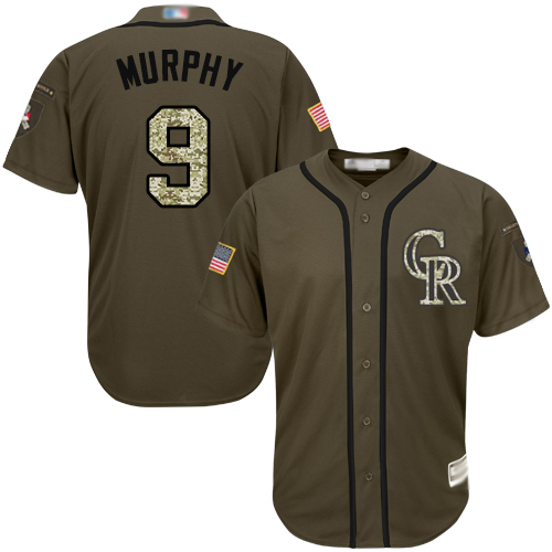 Colorado Rockies #9 Daniel Murphy Green Salute to Service Stitched Jersey Men's