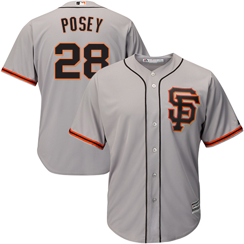 San Francisco Giants #28 Buster Posey Grey Road 2 Cool Base Stitched Youth Jersey Youth
