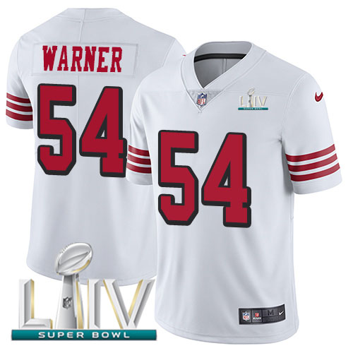 49ers #54 Fred Warner White Super Bowl LIV 2020 Rush Men's Stitched Vapor Untouchable Limited Jersey