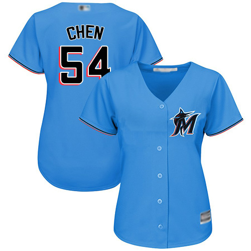 Miami Marlins #54 Wei-Yin Chen Blue Alternate Women's Stitched Jersey Womens