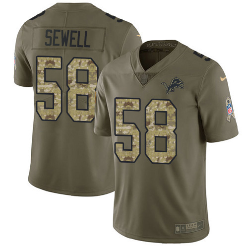 Detroit Detroit Lions #58 Penei Sewell Olive/Camo Men's Stitched Limited 2017 Salute To Service Jersey Men's