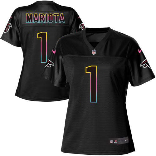 Falcons #1 Marcus Mariota Black Women's Fashion Game Jersey