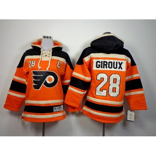 Philadelphia Flyers #28 Claude Giroux Orange Sawyer Hooded Sweatshirt Stitched Youth Jersey Youth