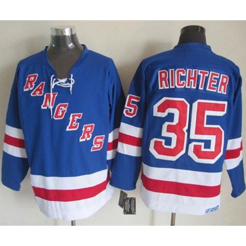 New York Rangers #35 Mike Richter Light Blue CCM Throwback Stitched Jersey Men's