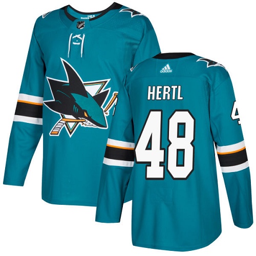 Adidas San Jose Sharks #48 Tomas Hertl Teal Home Authentic Stitched Youth Jersey Youth