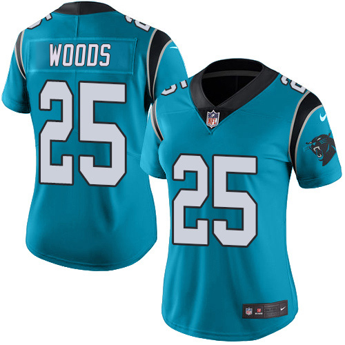 Panthers #25 Xavier Woods Blue Alternate Women's Stitched Vapor Untouchable Limited Jersey