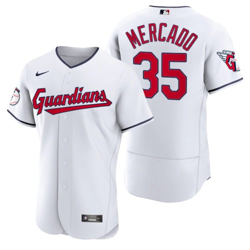 Cleveland Guardians #35 Oscar Mercado White Men's 2022 Authentic Home Jersey Men's