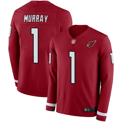 Cardinals #1 Kyler Murray Red Team Color Men's Stitched Limited Therma Long Sleeve Jersey