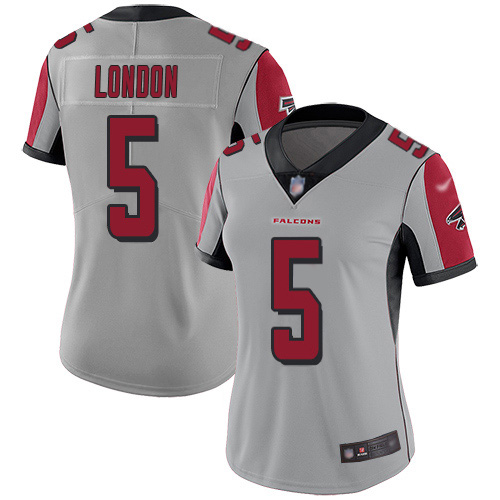 Falcons #5 Drake London Silver Stitched Women's Limited Inverted Legend Jersey