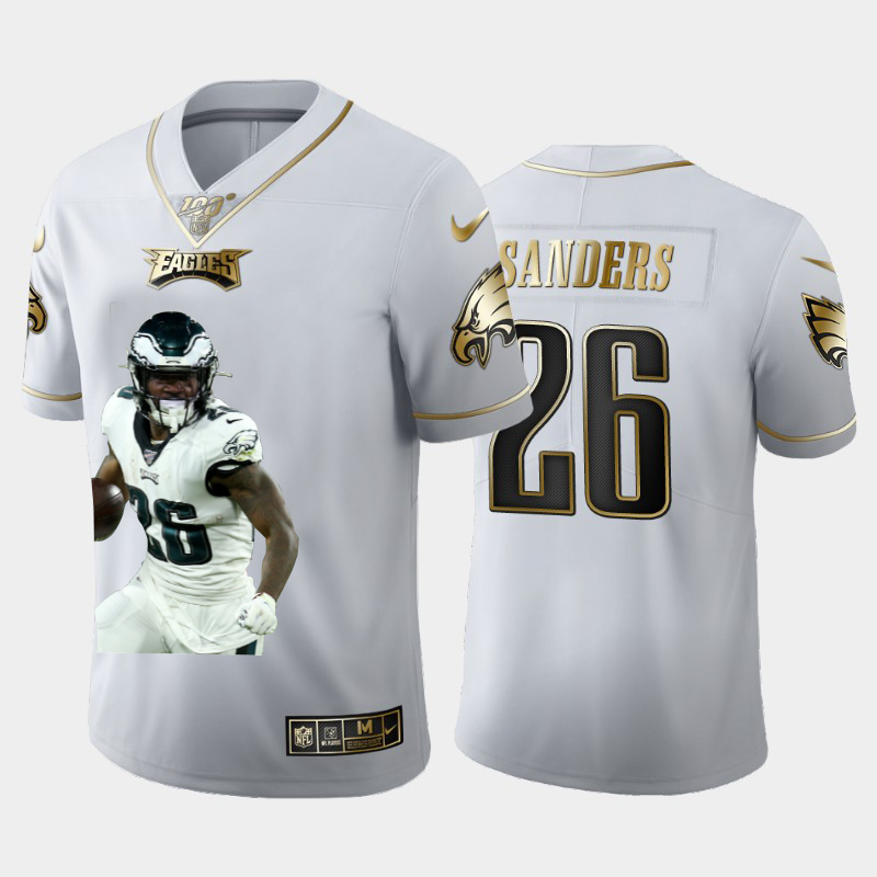Philadelphia Eagles #26 Miles Sanders Team Hero 1 Vapor Limited 100 Jersey White Golden