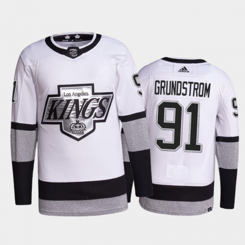 Adidas Los Angeles Kings #91 Carl Grundstrom Men's 2021-22 Alternate Authentic Jersey - White Men's