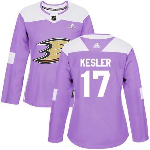 Adidas Anaheim Ducks #17 Ryan Kesler Purple Authentic Fights Cancer Women's Stitched Jersey Womens