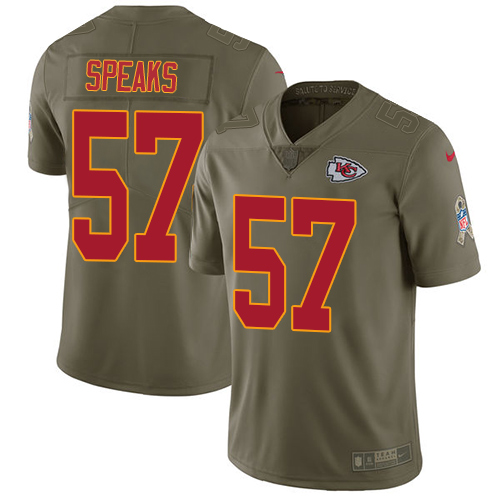 Kansas City Chiefs #57 Breeland Speaks Olive Youth Stitched Limited 2017 Salute to Service Jersey Youth