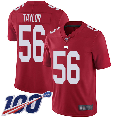 Giants #56 Lawrence Taylor Red Alternate Men's Stitched 100th Season Vapor Limited Jersey