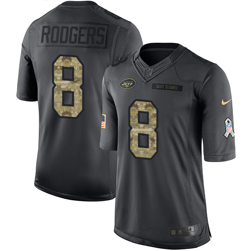 Jets #8 Aaron Rodgers Black Men's Stitched Limited 2016 Salute To Service Jersey