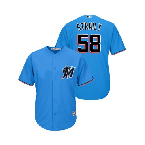 Miami Marlins #58 Dan Straily Blue Alternate 2019 Cool Base Stitched Jersey Men's