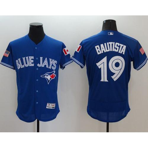 Toronto Blue Jays #19 Jose Bautista Blue Fashion Stars & Stripes Flexbase Authentic Stitched Jersey Men's