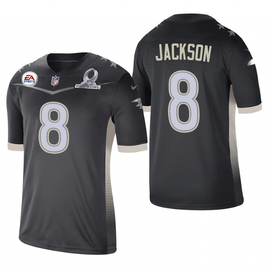 Baltimore Ravens #8 Lamar Jackson 2021 AFC Pro Bowl Game Anthracite Jersey