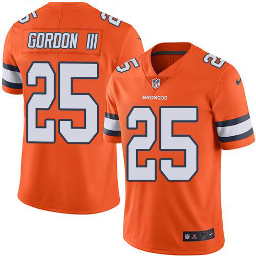 Denver Broncos #25 Melvin Gordon III Orange Men's Stitched Limited Rush Jersey Men's
