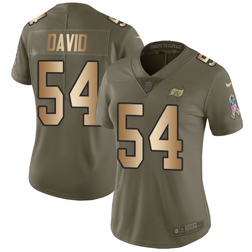 Buccaneers #54 Lavonte David Olive/Gold Women's Stitched Limited 2017 Salute To Service Jersey