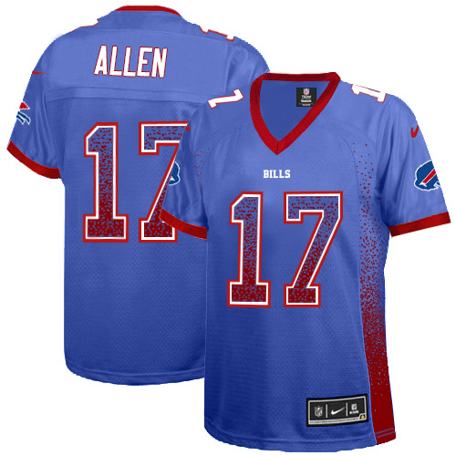 Bills #17 Josh Allen Royal Blue Team Color Women's Stitched Elite Drift Fashion Jersey