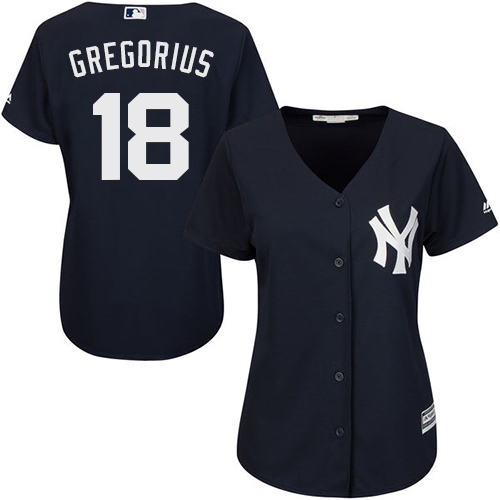 New York Yankees #18 Didi Gregorius Navy Blue Alternate Women's Stitched Jersey Womens