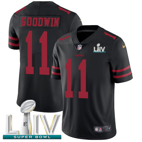 San Francisco 49ers #11 Marquise Goodwin Black Super Bowl LIV 2020 Alternate Men's Stitched Vapor Untouchable Limited Jersey Men's