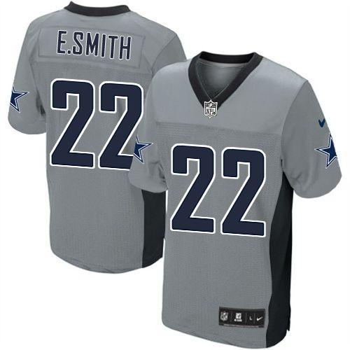 Cowboys #22 Emmitt Smith Grey Shadow Youth Stitched Elite Jersey