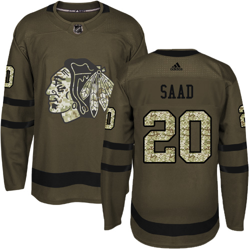Adidas Chicago Blackhawks #20 Brandon Saad Green Salute to Service Stitched Youth Jersey Youth