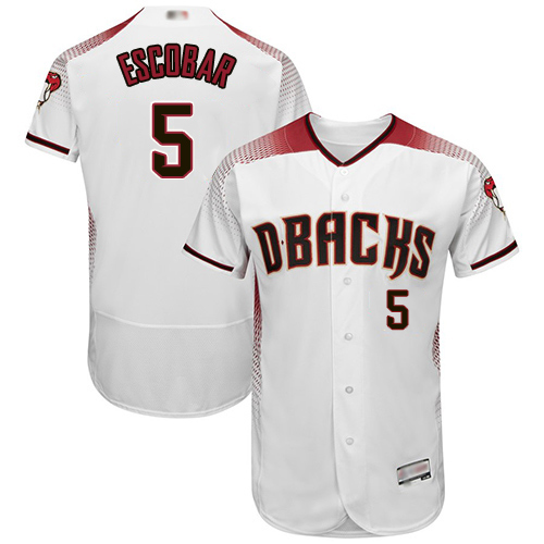 Arizona Diamondbacks #5 Eduardo Escobar White/Crimson Flexbase Authentic Collection Stitched Jersey Men's