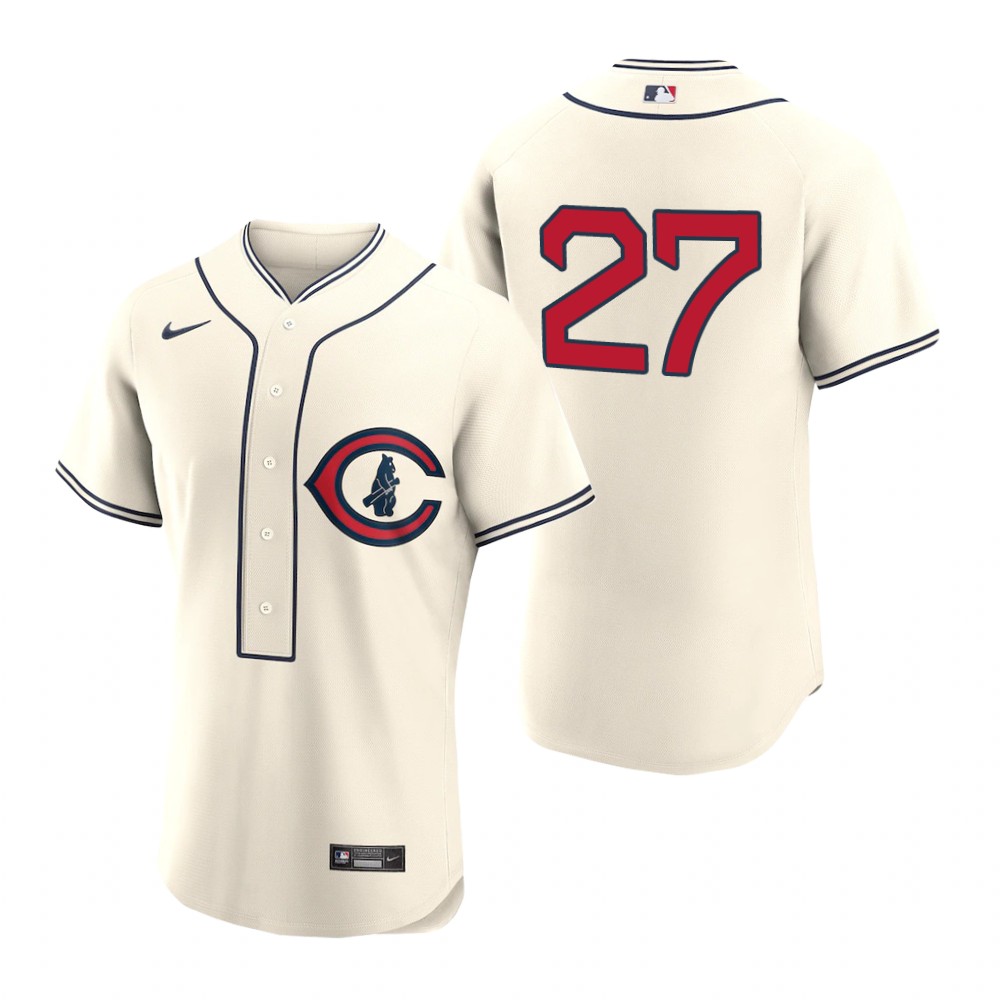 Chicago Cubs #27 Seiya Suzuki Men's 2022 Field Of Dreams Authentic Jersey - Cream