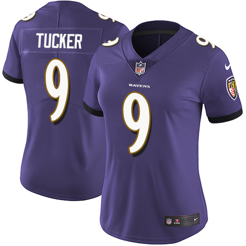 Ravens #9 Justin Tucker Purple Team Color Women's Stitched Vapor Untouchable Limited Jersey