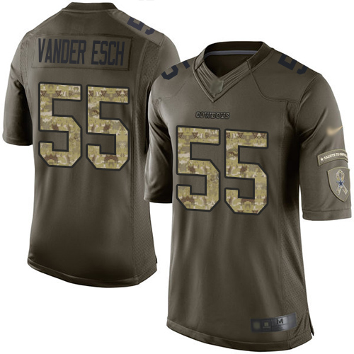 Cowboys #55 Leighton Vander Esch Green Men's Stitched Limited 2015 Salute To Service Jersey