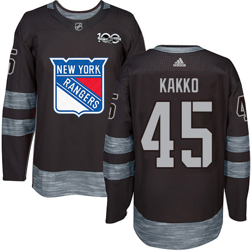 Adidas New York Rangers #45 Kappo Kakko Black 1917-2017 100th Anniversary Stitched Jersey Men's