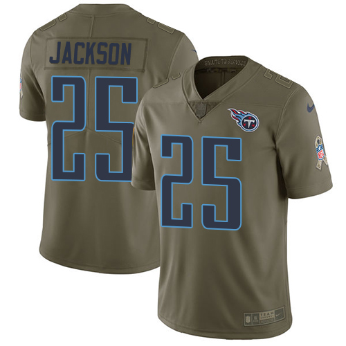 Tennessee Titans #25 Adoree' Jackson Olive Youth Stitched Limited 2017 Salute to Service Jersey Youth