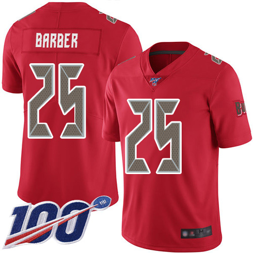 Tampa Bay Buccaneers #25 Peyton Barber Red Men's Stitched Limited Rush 100th Season Jersey Men's