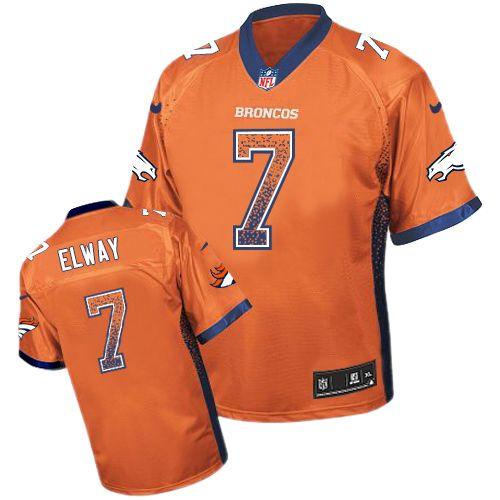 Broncos #7 John Elway Orange Team Color Men's Stitched Elite Drift Fashion Jersey