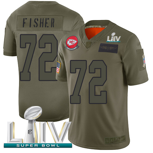 Kansas City Chiefs #72 Eric Fisher Camo Super Bowl LIV 2020 Men's Stitched Limited 2019 Salute To Service Jersey Men's